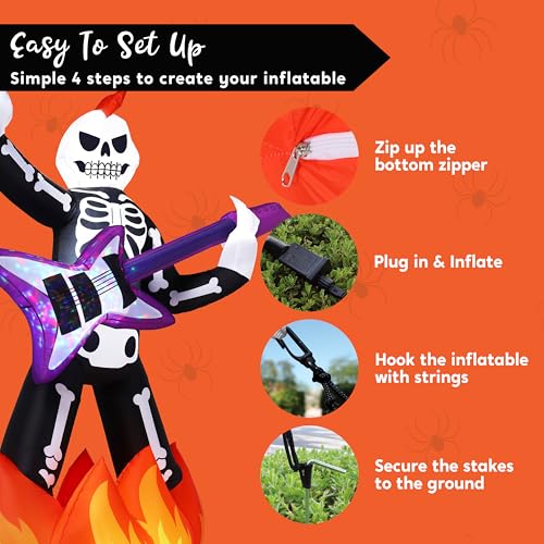 Inflatable Halloween Inflatable Skeleton Plays Guitar with LEDs