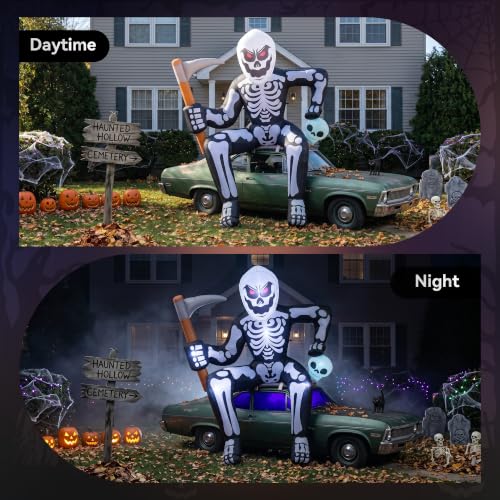 Inflatable Skeleton Halloween Decoration with LED Lights