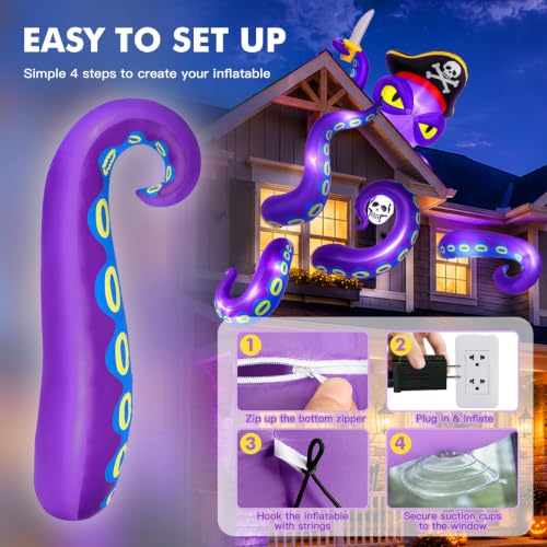 Halloween Inflatable Pirate Octopus and LED Lights