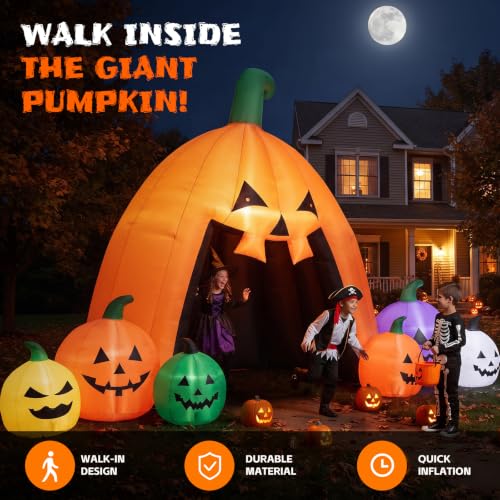 Pumpkin House Halloween Inflatable Walk with LED Lights