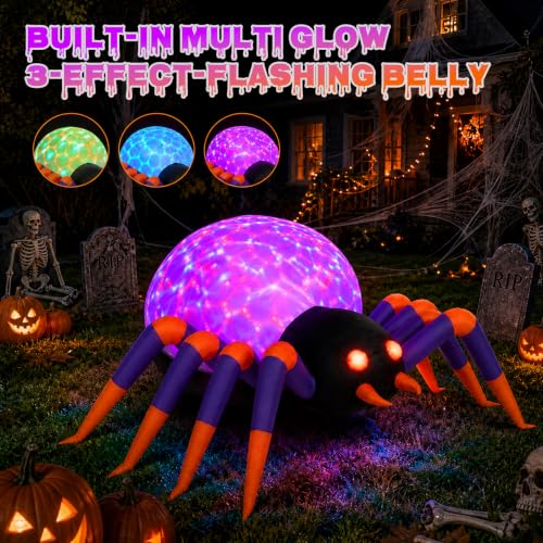 Halloween Inflatable Spider Decoration with LED Lights