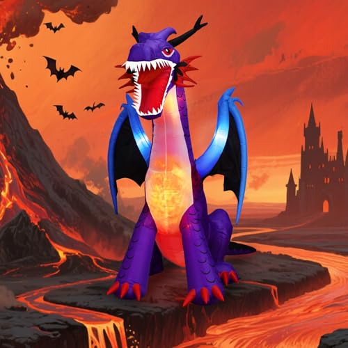 Halloween Inflatable Dragon Decorations with Built-in LED Lights