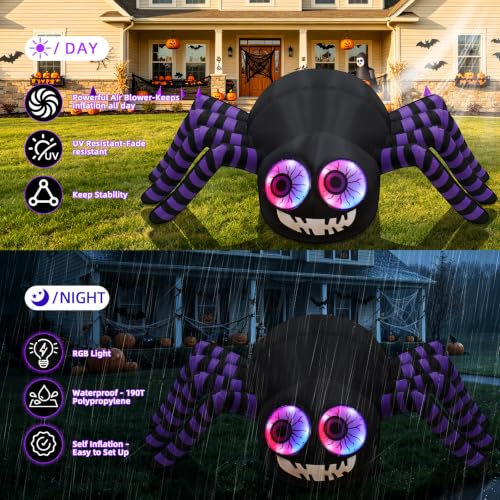 Lighted Halloween Inflatable Outdoor Giant Spider for Seasonal Displays