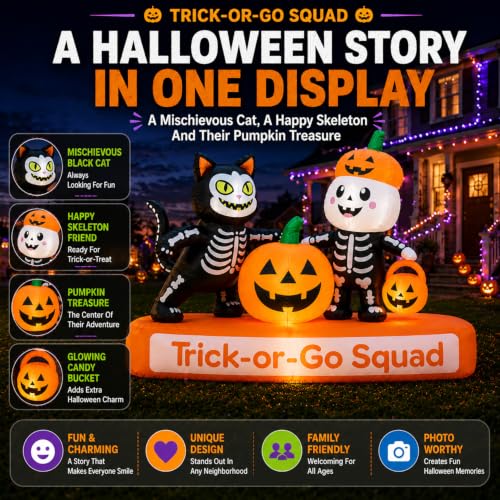 Lighted Halloween Inflatable Yard Decoration Trick Treat Squad