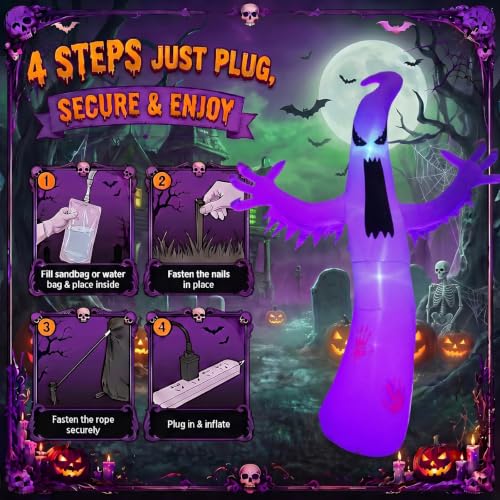 Halloween Inflatable Ghost Outdoor Lighted Blow Up Display