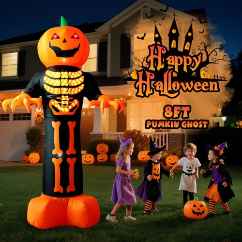 Inflatable Pumpkin Reaper Ghost Halloween Decoration with LED Lightshow