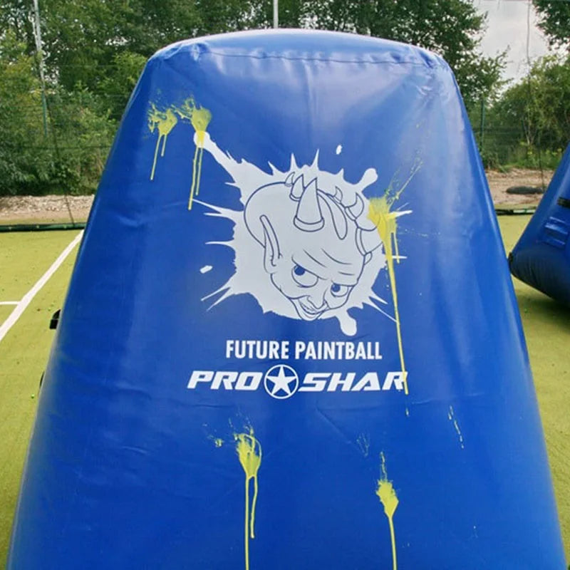 Blue inflatable bunker field with arch and standups