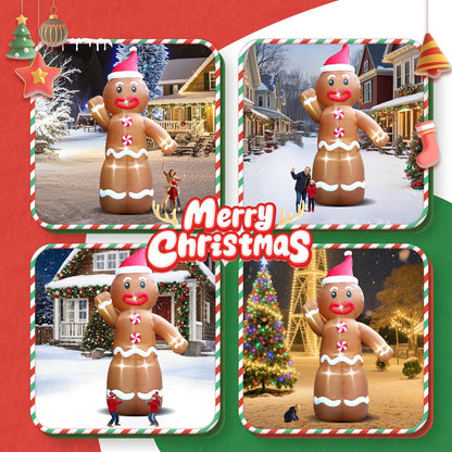 20FT Christmas Giant Inflatable Outdoor Decorations, Blow Up Gingerbread Man Yard Decoration, Xmas Decor Build-in LED Lights for Garden Lawn Yard Porch Holiday Party