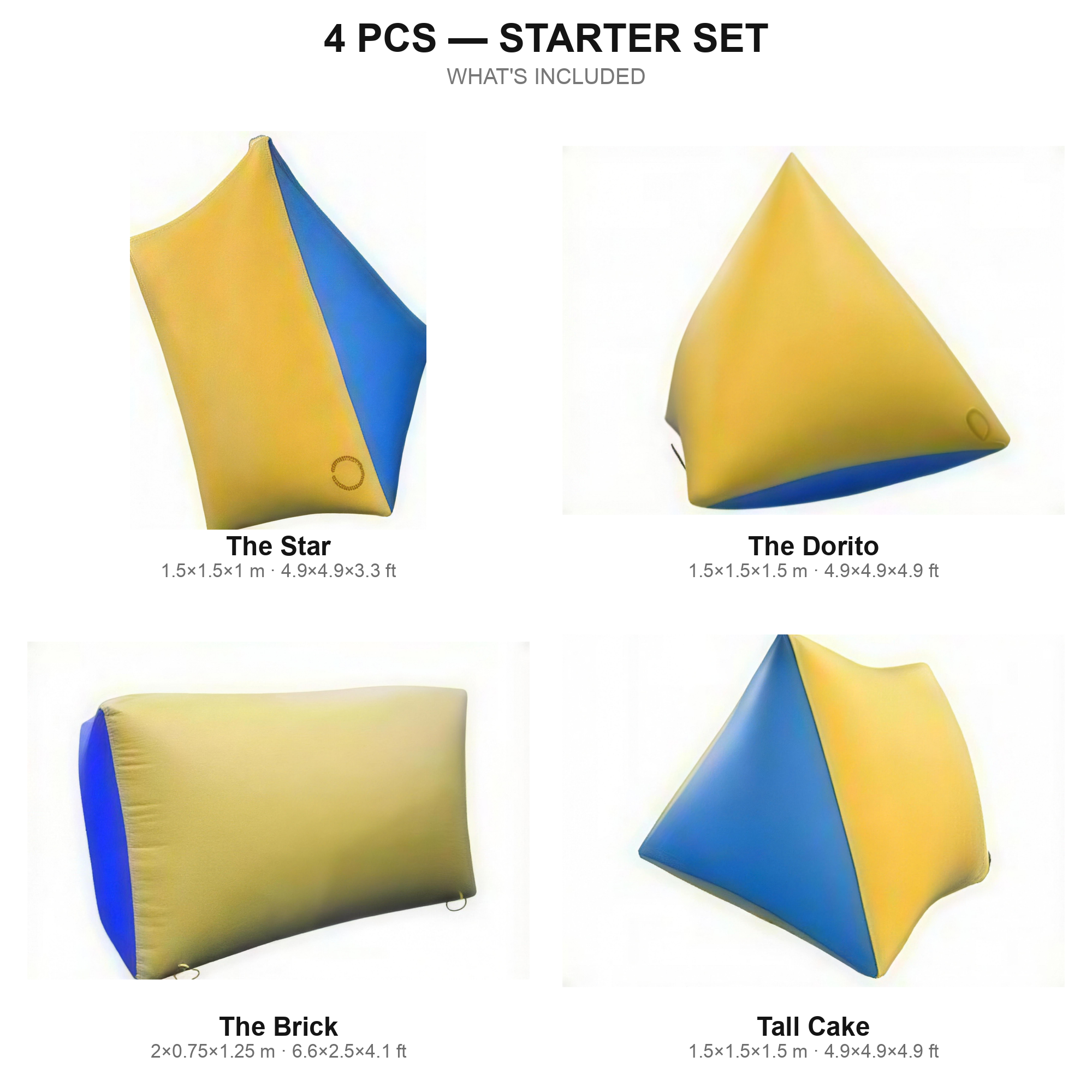 4 pcs Starter Set contents — yellow paintball bunkers