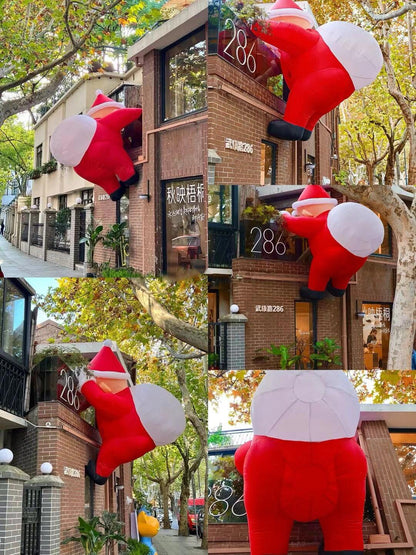 White Pack Climbing Christmas Inflatable Santa Claus