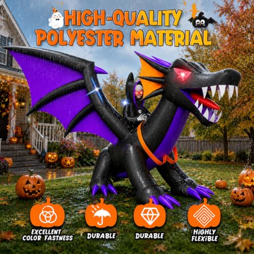 Halloween Inflatable Dragon with LED Lights for Outdoor Displays