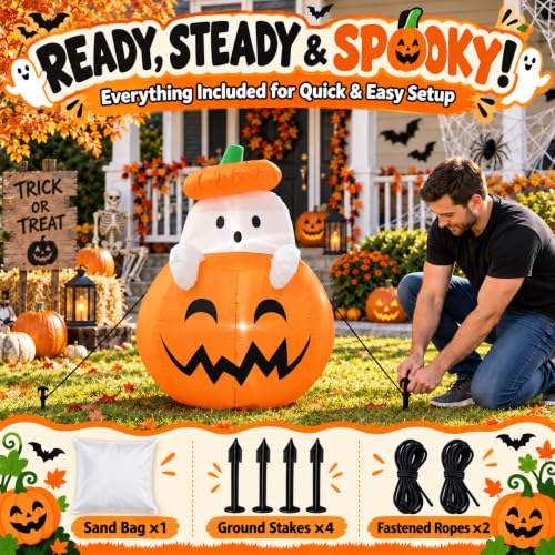 Inflatable Ghost Outdoor Decoration Halloween Scary Blow Up Yard Décor