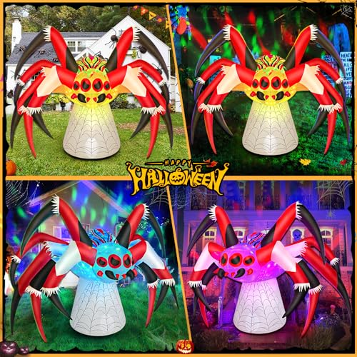 Halloween Inflatables Spider Decoration with Colorful LED Lights