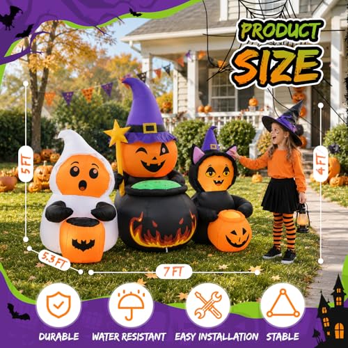 Halloween Inflatable Costumed Pumpkin Trio Party Yard Decoration
