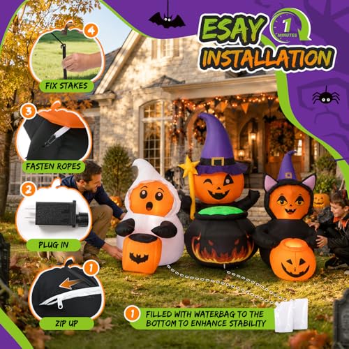 Halloween Inflatable Costumed Pumpkin Trio Party Yard Decoration