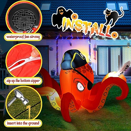 Pirate Octopus Inflatable Halloween Decoration