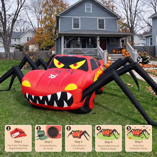 Inflatable Spider Race Car Super Giant Red Halloween Decoration