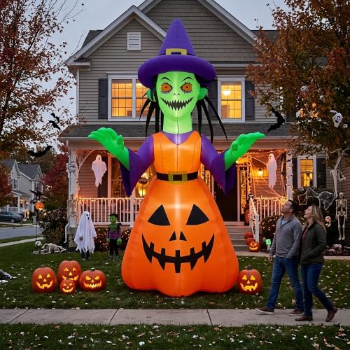 Halloween Inflatable Yard Decor Witch with LED Lights