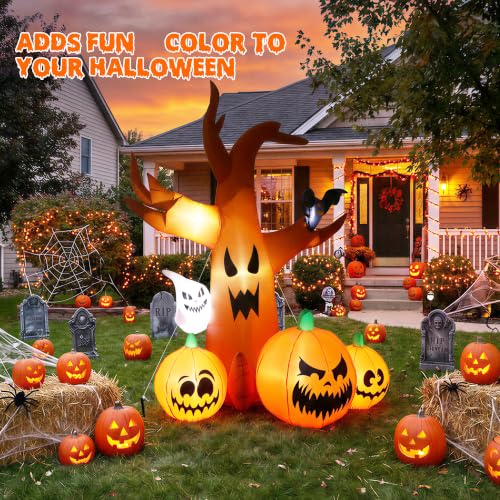 Halloween Inflatable Spooky Tree Outdoor Decor with Built-in LED Lights