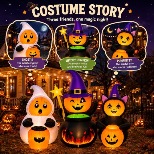 Halloween Inflatable Costumed Pumpkin Trio Party Yard Decoration