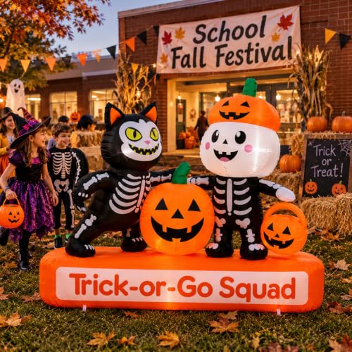 Lighted Halloween Inflatable Yard Decoration Trick Treat Squad