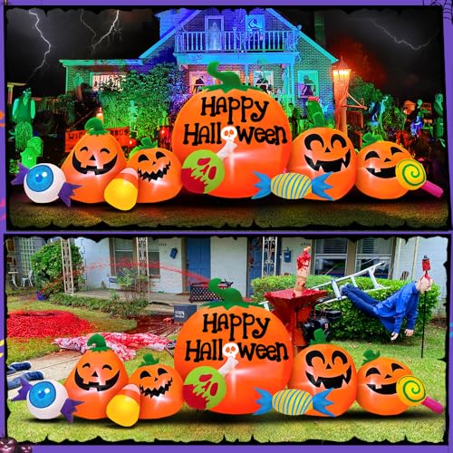 Halloween Inflatable Decorations Outdoor Pumpkin Combo with LEDs