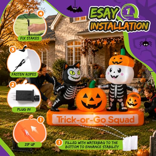 Lighted Halloween Inflatable Yard Decoration Trick Treat Squad