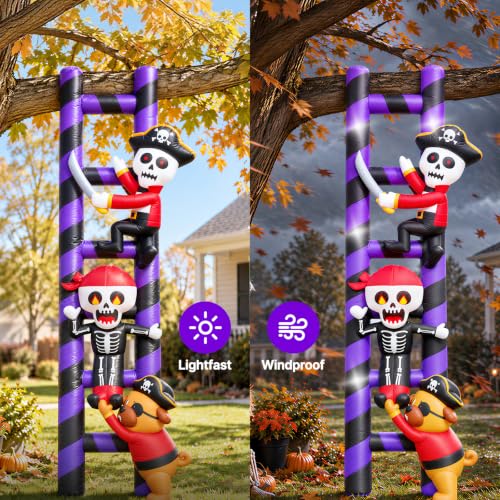 Halloween Inflatable Decorations Pirate Skeleton Climbing Ladder