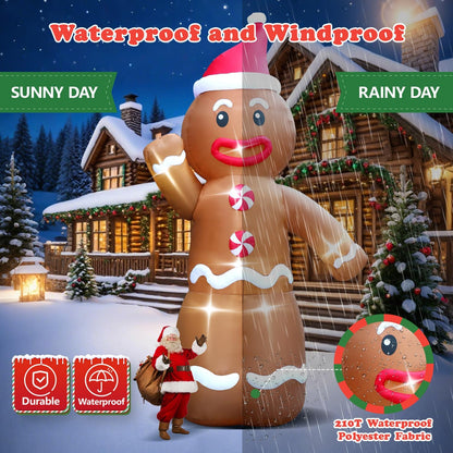 20FT Christmas Giant Inflatable Outdoor Decorations, Blow Up Gingerbread Man Yard Decoration, Xmas Decor Build-in LED Lights for Garden Lawn Yard Porch Holiday Party