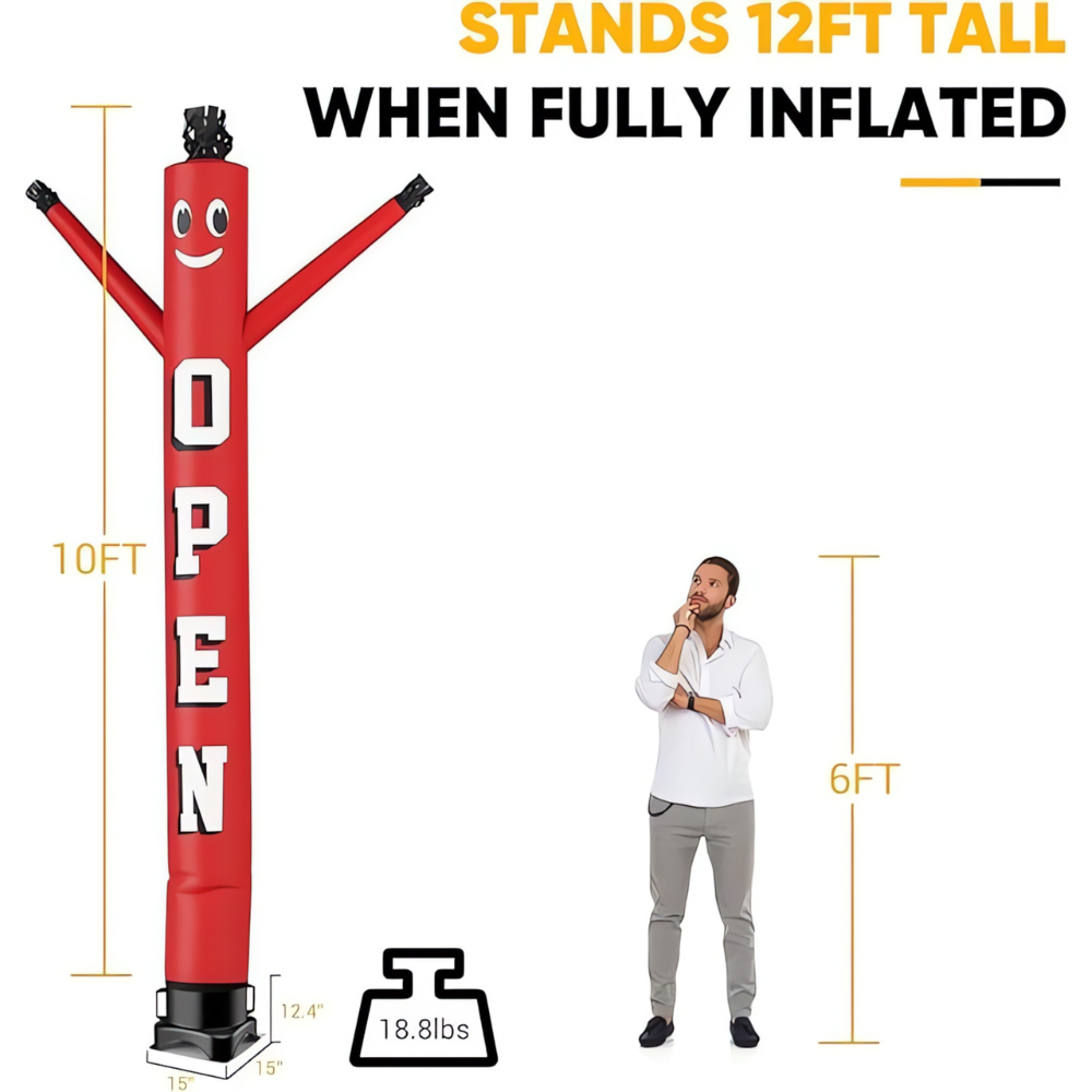 Open Inflatable Wacky Tube Man - 10FT Outdoor Spotlight Puppet