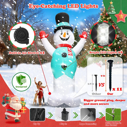 20FT Christmas Giant Inflatable Outdoor Decorations, Extra Large Blow Up Snowman Yard Decoration, Xmas Decor Build-in LED Lights for Garden Lawn Yard Porch Holiday Party