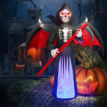 Inflatable Ghost Reaper with Scythe for Halloween Event Displays