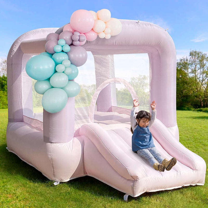 Pink Bounce House with Slide for Kids
