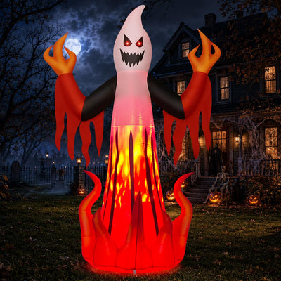 Halloween Inflatables Scary Ghost with Flames Outdoor Decor