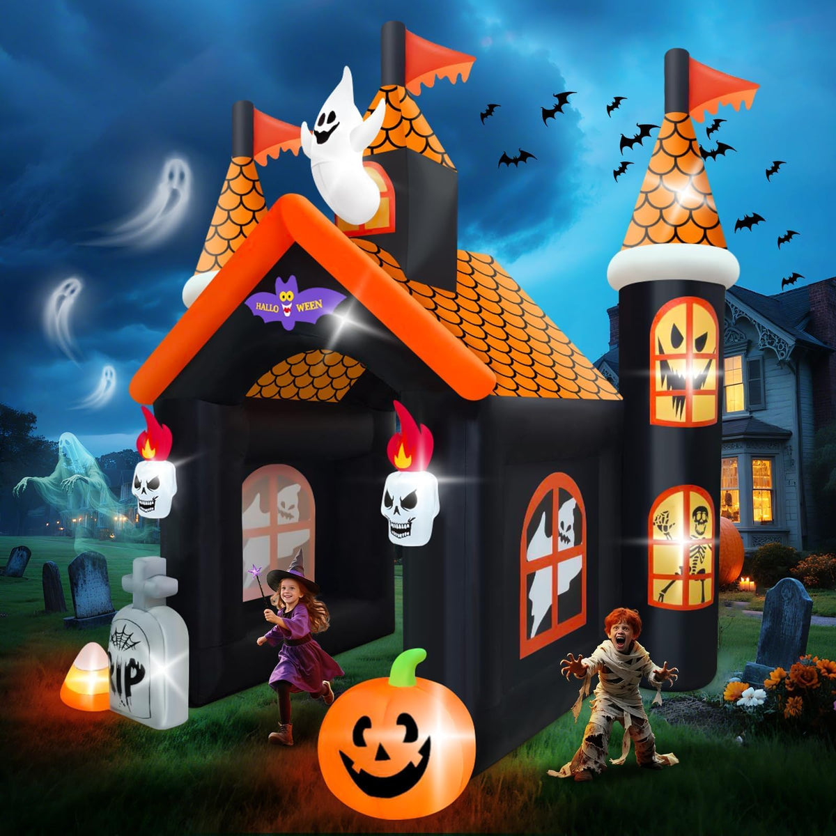 Halloween Inflatable Archway with Haunted House Tunnel