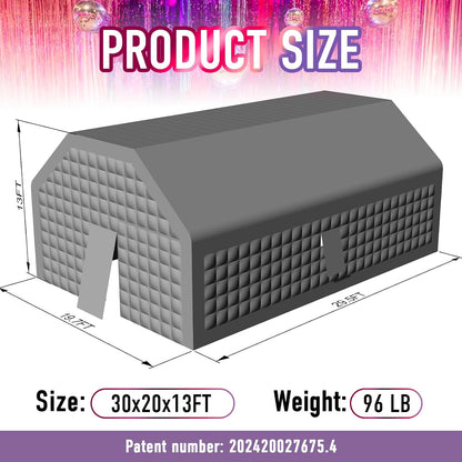 Large Black Inflatable Night Club Disco House Event House with Logo for Birthday School Events Backyard Party