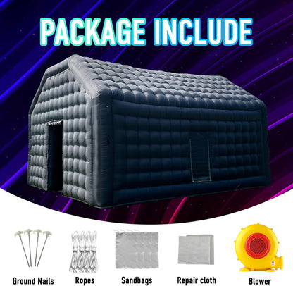 Large Black Inflatable Night Club Disco House Event House with Logo for Birthday School Events Backyard Party