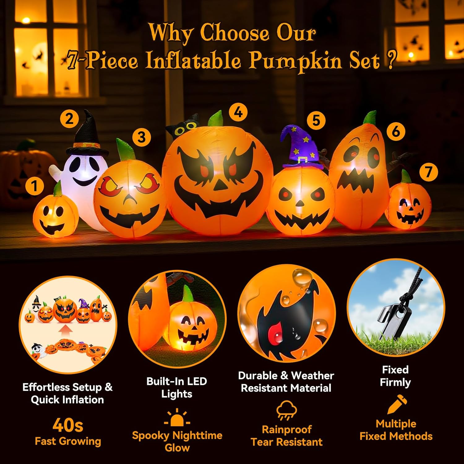 Halloween Inflatable Tree with LEDs for Yard