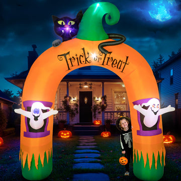 Large Halloween Inflatable Archway Decoration with Black Cat
