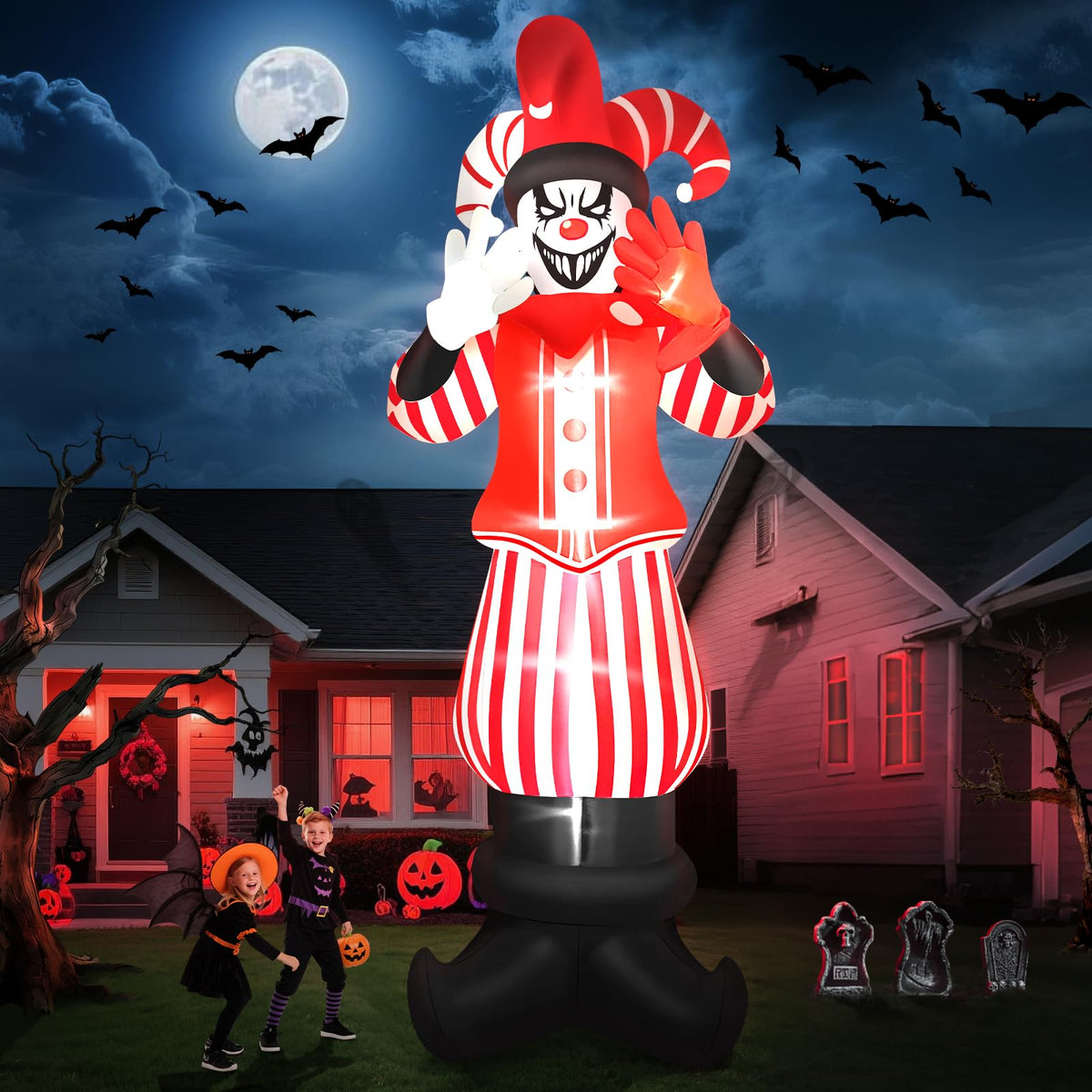 Giant Halloween Inflatable Decoration with Red Scary Clown