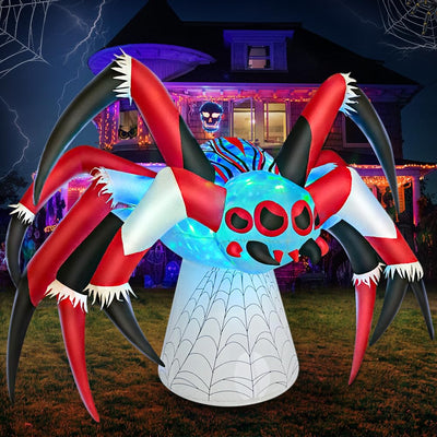 Halloween Inflatables Spider Decoration with Colorful LED Lights