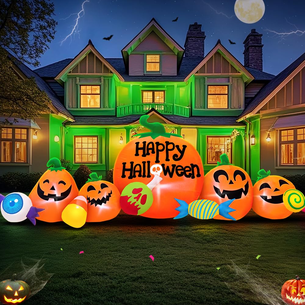 Halloween Inflatable Decorations Outdoor Pumpkin Combo with LEDs