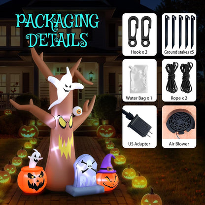 Halloween Inflatable Tree with LEDs for Yard
