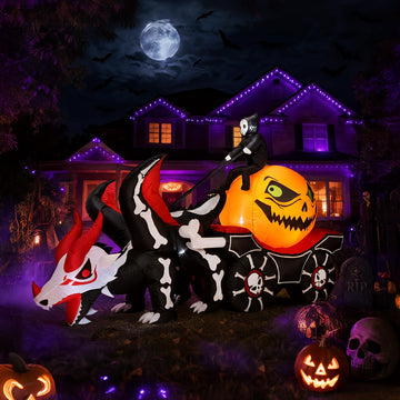 Halloween Decorations Outdoor Grim Reaper Dragon Carriage Inflatable