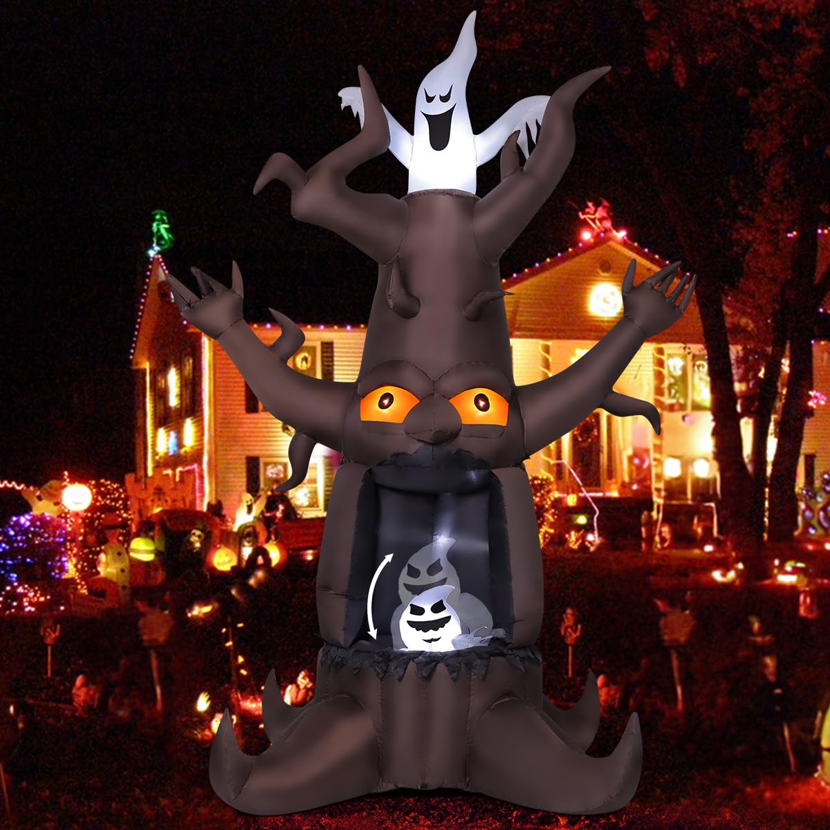 Commercial Halloween Inflatable Dead Tree with Ghost Lighting