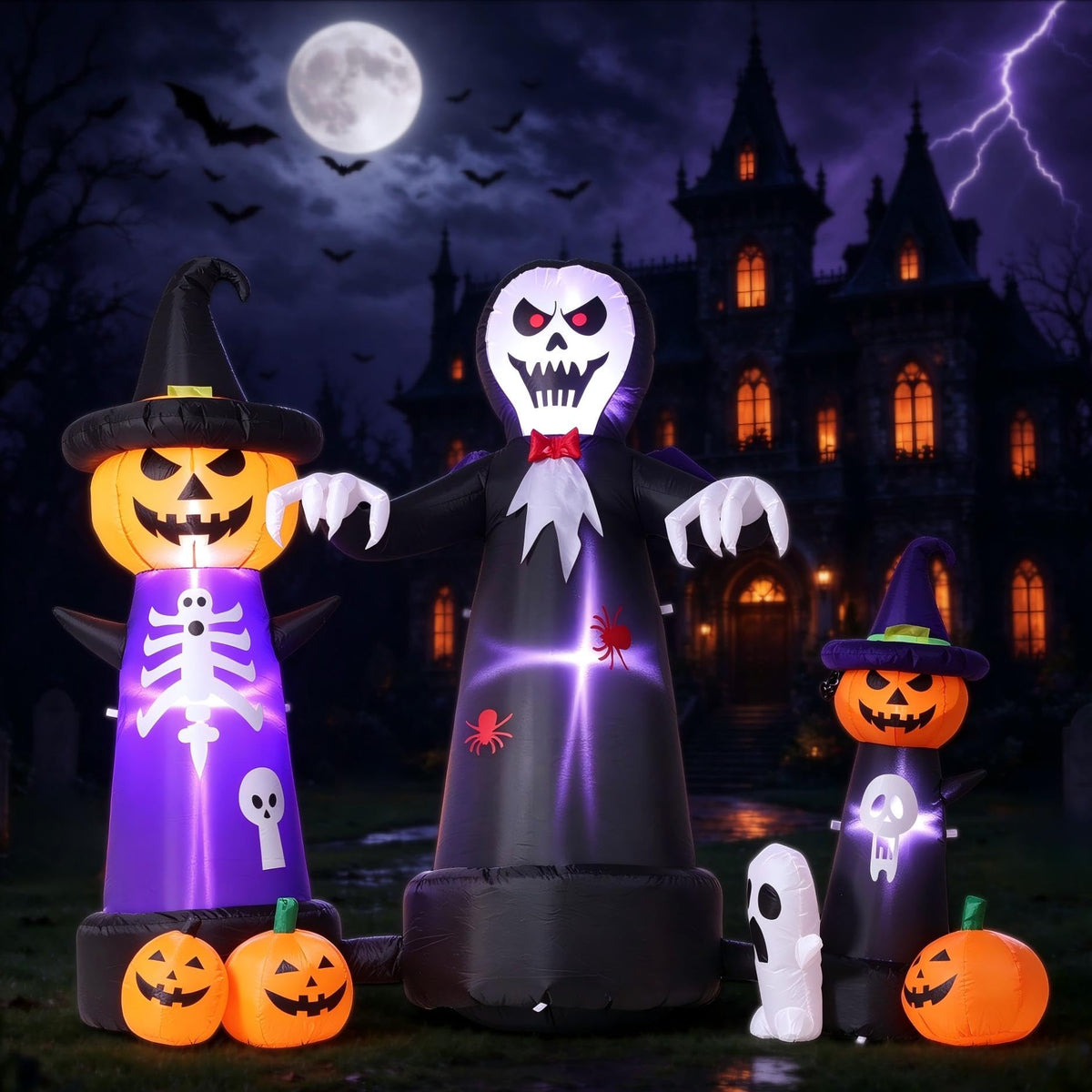 Halloween Inflatables 7-in-1 Outdoor Yard Decoration LED Lights