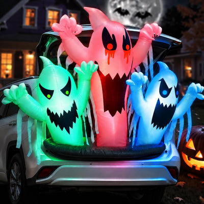 Inflatable Ghost Trunk or Treat Car Decorations Kit with LEDs