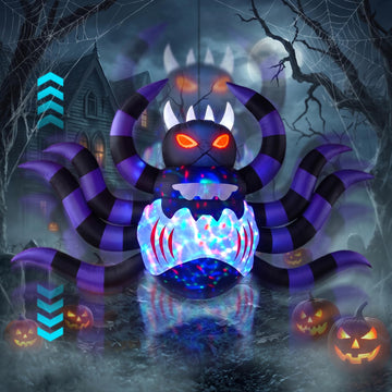 Inflatable Spider Decor with Halloween Animatronics Up Down Auto