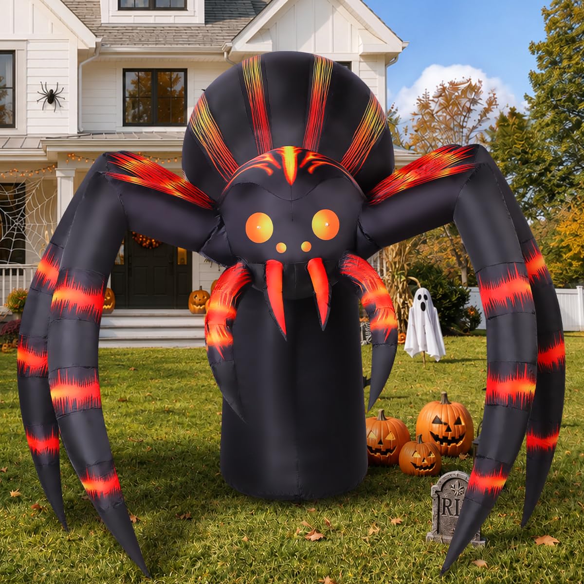 Halloween Yard Inflatable Spider with LEDs for Displays
