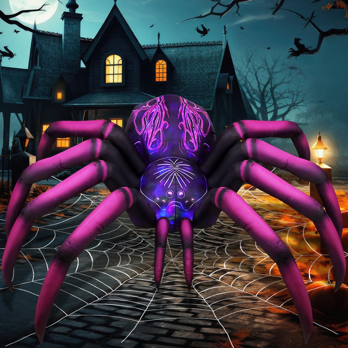 Lighted Inflatable Spider Display Long Halloween Inflatable